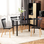 Lot de 4 chaises style scandinave dossier haut assise en polypropylène pieds en hêtre 48 x 52,5 x 83 cm noir-1