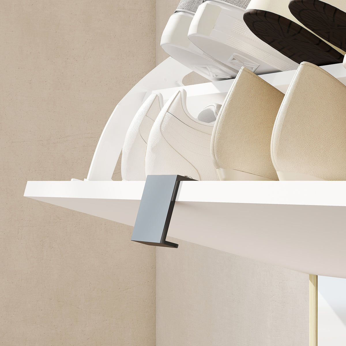 Meuble à chaussures, armoire à chaussures étroite, 4 tiroirs rabattables, porte haute brillante, 105x24x92,5cm, blanc-8