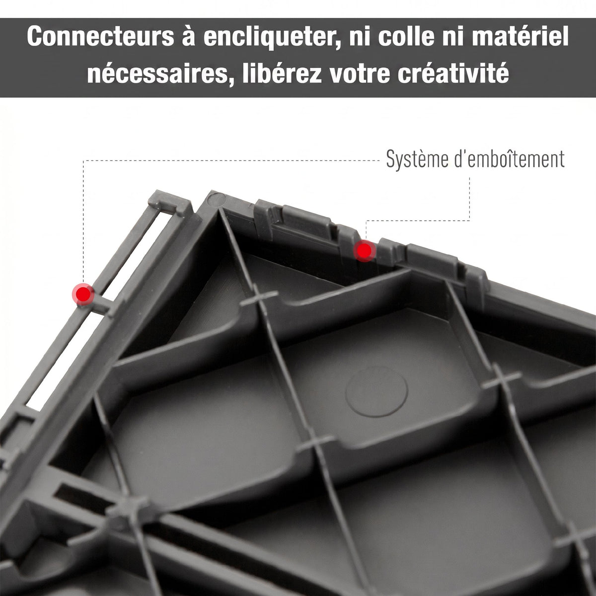 Caillebotis - Dalles terrasse - Lot de 9 - emboîtables, Installation très Simple - Petits Carreaux Composite Plastique Imitation Bois Noir-4