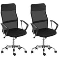 Lot de 2 fauteuils de bureau manager dossier ergonomique hauteur assise réglable pivotant tissu maille noir-0