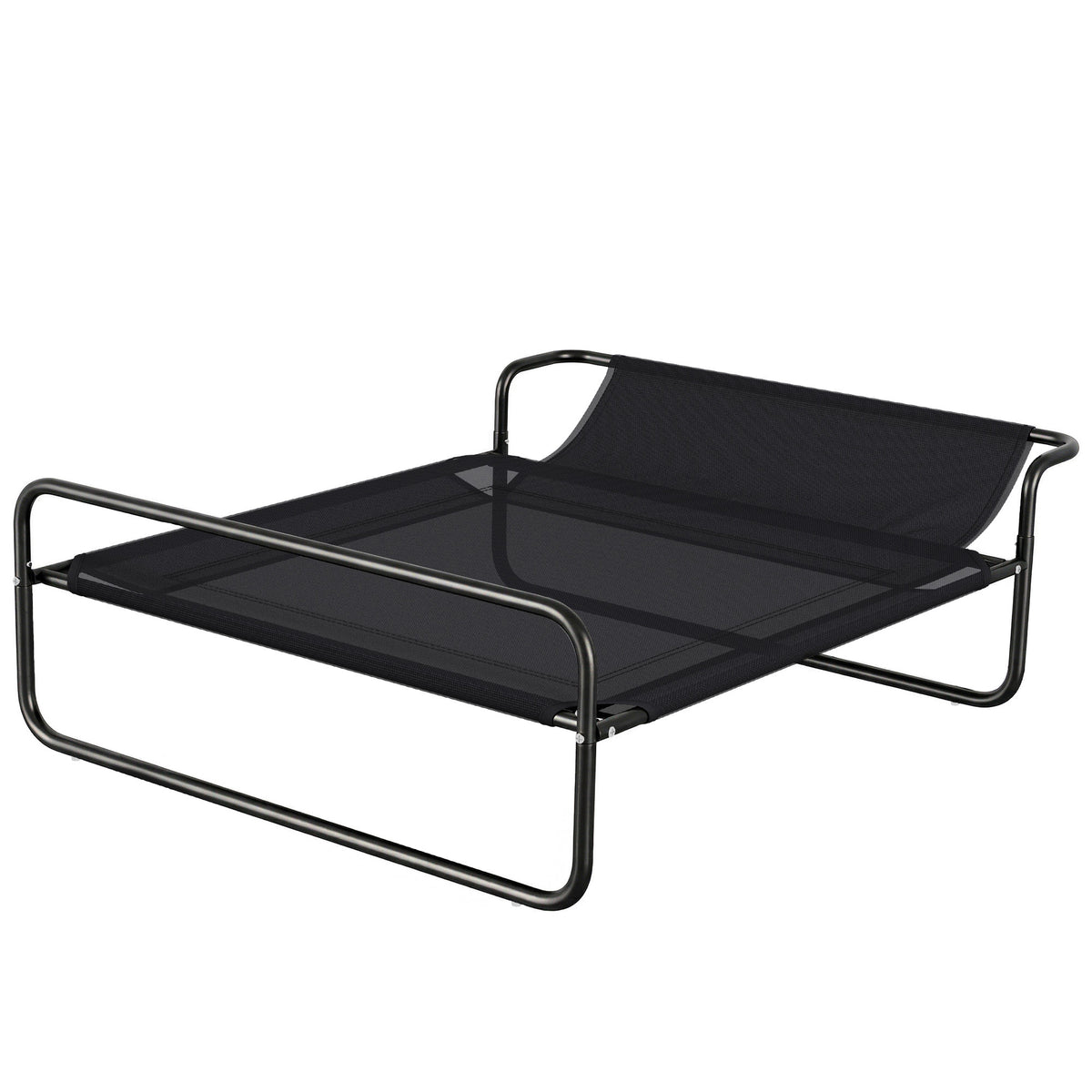 Lit surélevé pour chiens animaux de compagnie avec appui-tête tissu micro-perforé 106 x 81 x 33 cm noir-0