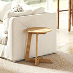 Table d'Appoint en Forme C, Plateau Rond Ø 36 cm, Table Basse Moderne, Compact, Montage par Clipsage, Effet Bois Naturel-1