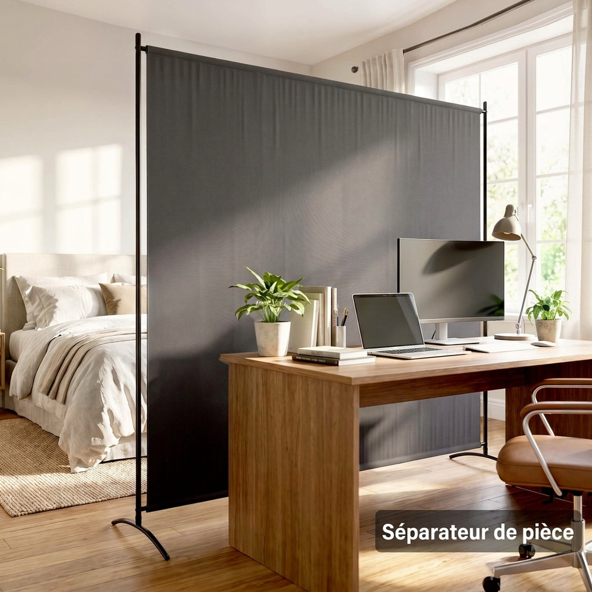 Paravent Extérieur à Panneau Unique, Séparateur de Pièce de 180H cm avec Protection UV30+, Gris Foncé-5