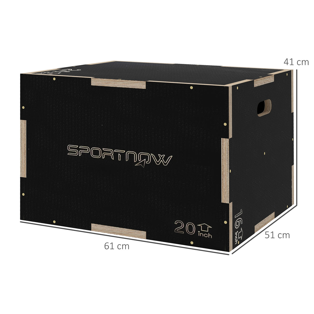 Box Jump pliométrie 3 en 1 boîte à saut musculation fitness pour box training en bois, 41/51/61 cm-2