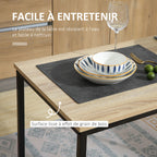 Ensemble Table et chaises de Salle à manger Set de 1 Table + 2 chaises encastrables pour Cuisine - métal Noir Aspect chêne Clair-4