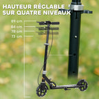 Trottinette enfants 3 à 8 ans, trottinette pliable à 2 roues LED roues lumineuses, 4 réglages en hauteur, noir-3