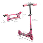 Trottinette pour enfants de 3 à 7 ans pliable roues lumineuses en PU musique 67 x 32 x 78 cm rose-2