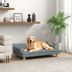 Canapé pour chien chat design scandinave coussin moelleux amovible pieds bois massif 100 x 62 x 32 cm gris-1