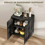 Buffet Cuisine, Meuble de Rangement avec 2 Portes, Étagère Réglable, Pieds Métalliques Surélevés, 60 x 40 x 80 cm, Noir-3