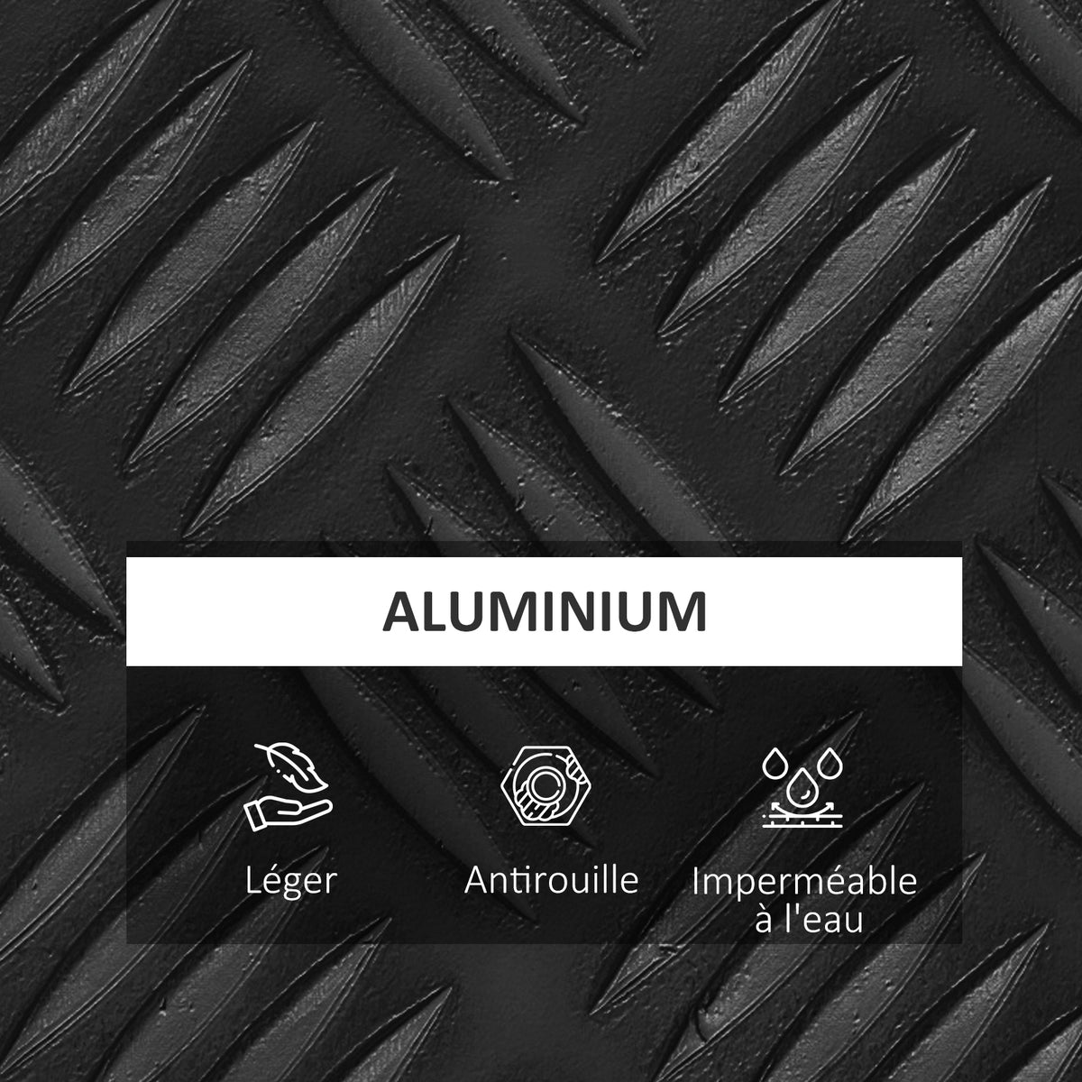 Boîte de rangement - boîte à outils en aluminium - alu. verrouillage clé - dim. 50L x 15,5l x 20,5H cm-3