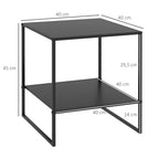 Table basse d'appoint carrée style industriel en métal noir avec une étagère - 40 x 40 x 45 cm noir-2