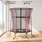 Trampoline pour enfant 1,22 x 1,11 x 1,9 m filet de sécurité porte zippée 6 poteaux rembourrés inclus rose noir-2