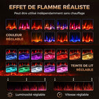 Cheminée Électrique Encastrable Murale ou à Poser 3 en 1 Cheminée Décorative Extra-Plat 900W/1800W Effet Flamme 3D Noir-4
