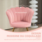 Fauteuil coquillage chaise coiffeuse fauteuil en velours fauteuil de salon avec pieds en acier 69 x 64 x 80 cm rose-5