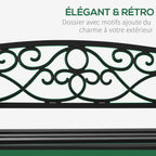Banc de jardin 2 places banquette extérieur terrasse patio dossier incliné assise à lattes accoudoirs-3