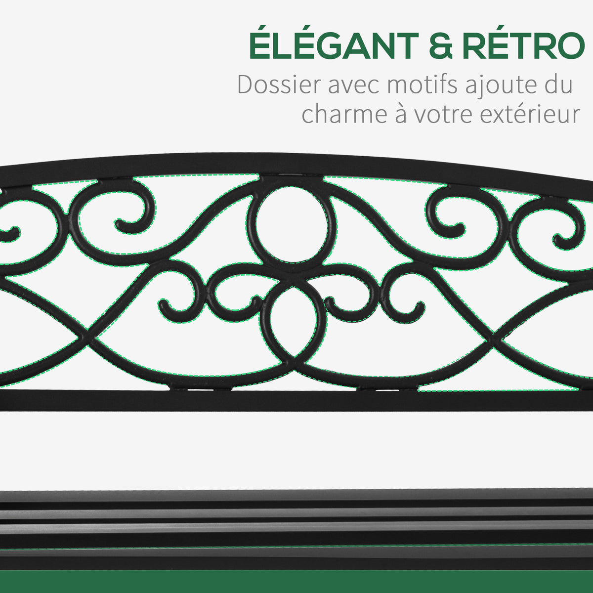 Banc de jardin 2 places banquette extérieur terrasse patio dossier incliné assise à lattes accoudoirs-3