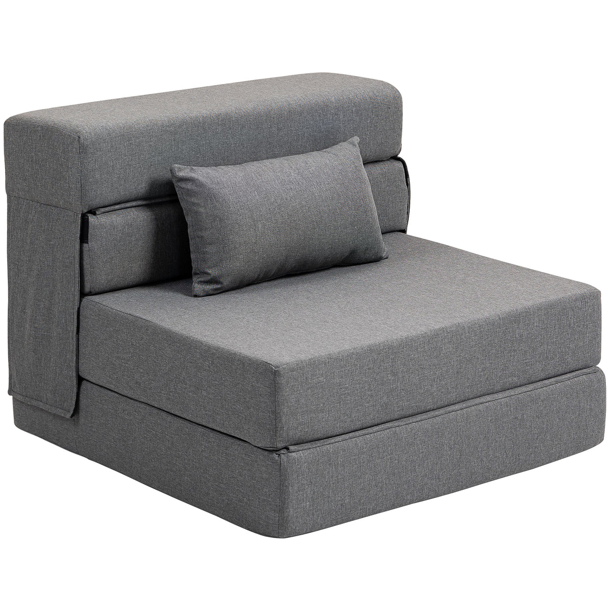 Fauteuil convertible 1 place fauteuil lit pliant, coussin inclus, pour invités, salon, petit espace, charge 120 kg, gris-0