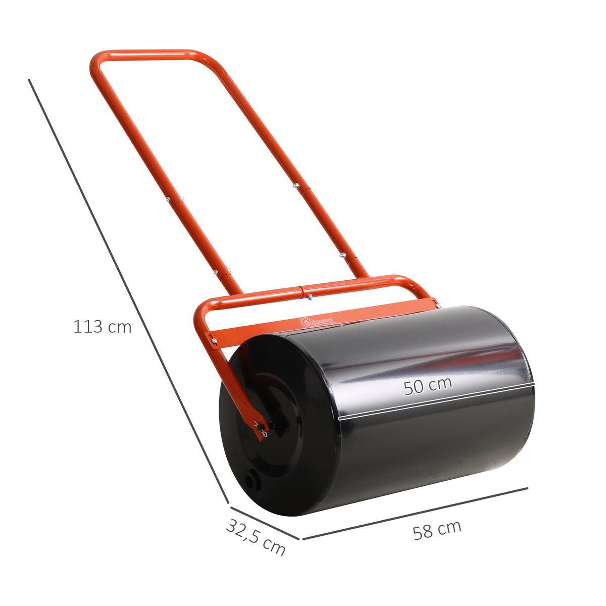 Rouleau à gazon rouleau de jardin 50 cm, remplissage sable eau, poignée ergonomique, outil de jardinage pour pelouse, patio et parc, rouge et noir-2