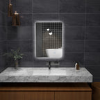 Miroir rectangulaire mural lumineux LED de salle de bain 80 x 60 cm luminosité réglable blanc transparent-9