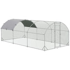 Grand enclos poulailler 15,96 ㎡ parc grillagé toit anti-UV porte verouillable 2,8 x 5,7 x 1,97 m argenté-0