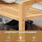 Étagère à chaussures à 3 niveaux porte-chaussures en bambou 9 paires de chaussures 76 x 33 x 51 cm naturel-4