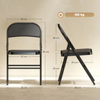 Lot de 6 chaises pliantes chaises de salle à manger portables cadre en acier 45 x 46 x 78 cm noir-2