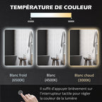 Miroir rectangulaire mural lumineux LED de salle de bain 80 x 60 cm luminosité réglable blanc transparent-5
