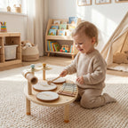 Jeux de Tambours pour Bébé, Tambour bébé avec Xylophone pour Tout-Petits, Instruments de Musique en Bois, Naturel-1