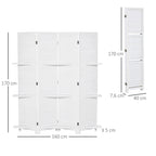 Paravent Intérieur en Bois 4 Panneaux 160 x 170 cm, Séparateur de Pièce Pliable avec 3 Étagères, Cloison de Séparation pour Salon, Chambre à Coucher, Maison, Blanc-2