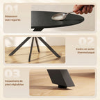 Table à Manger Ronde pour 4 Personnes 100 cm, Style Industriel avec Plateau Aspect Bois, Piètement Croisé en Acier, Noir-5