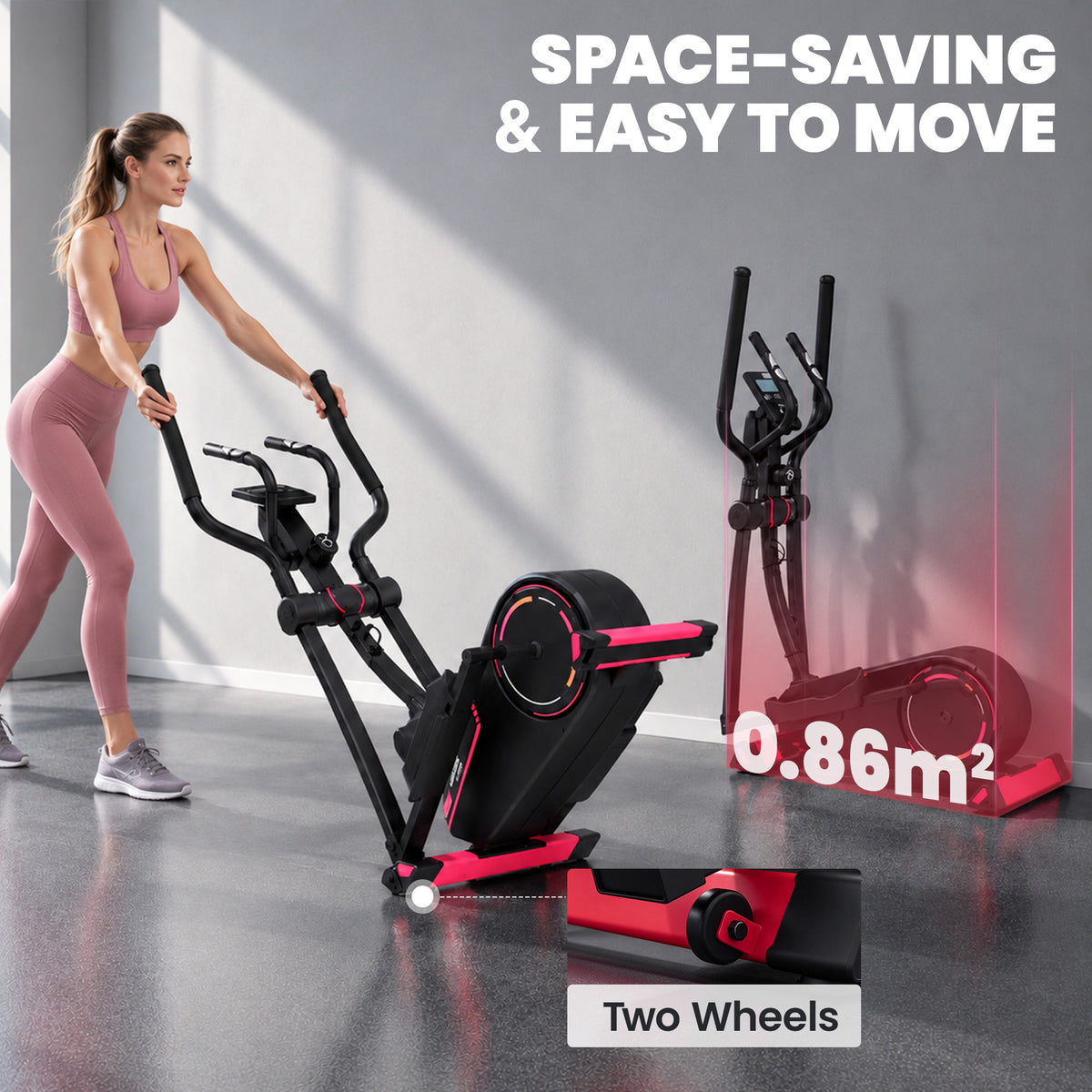 Vélo elliptique d’appartement, résistance réglable à 16 niveaux, Bluetooth, compatible appli-8