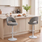 Lot de 2 Tabourets de Bar, Chaises de Bar Réglables en Hauteur, Assise Rembourrée en Chenille, Pivotant 360°, Gris-1