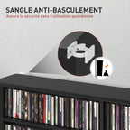 Rangements pour CD et DVD avec 16 compartiments et 12 étagères réglables capacité max. 720 CD/396 DVD et Blu-ray noir-5