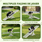 Agility sport pour chien bascule équipement entrainement chien antidérapant 180 x 30 x 30 cm gris blanc-5
