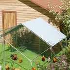 Poulailler, grand poulailler en métal avec couverture imperméable et anti-UV, cage pour 10-15 poules, 3 x 3,4 x 1,9m-8