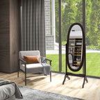 Miroir à pied ovale style shabby chic inclinaison réglable 48 x 46 x 147 cm mdf café-6
