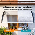 Auvent de Porte d'Entrée, Toit Marquise de Porte Extérieur en Polycarbonate et Profil Aluminium, 110x60cm, Transparent-5