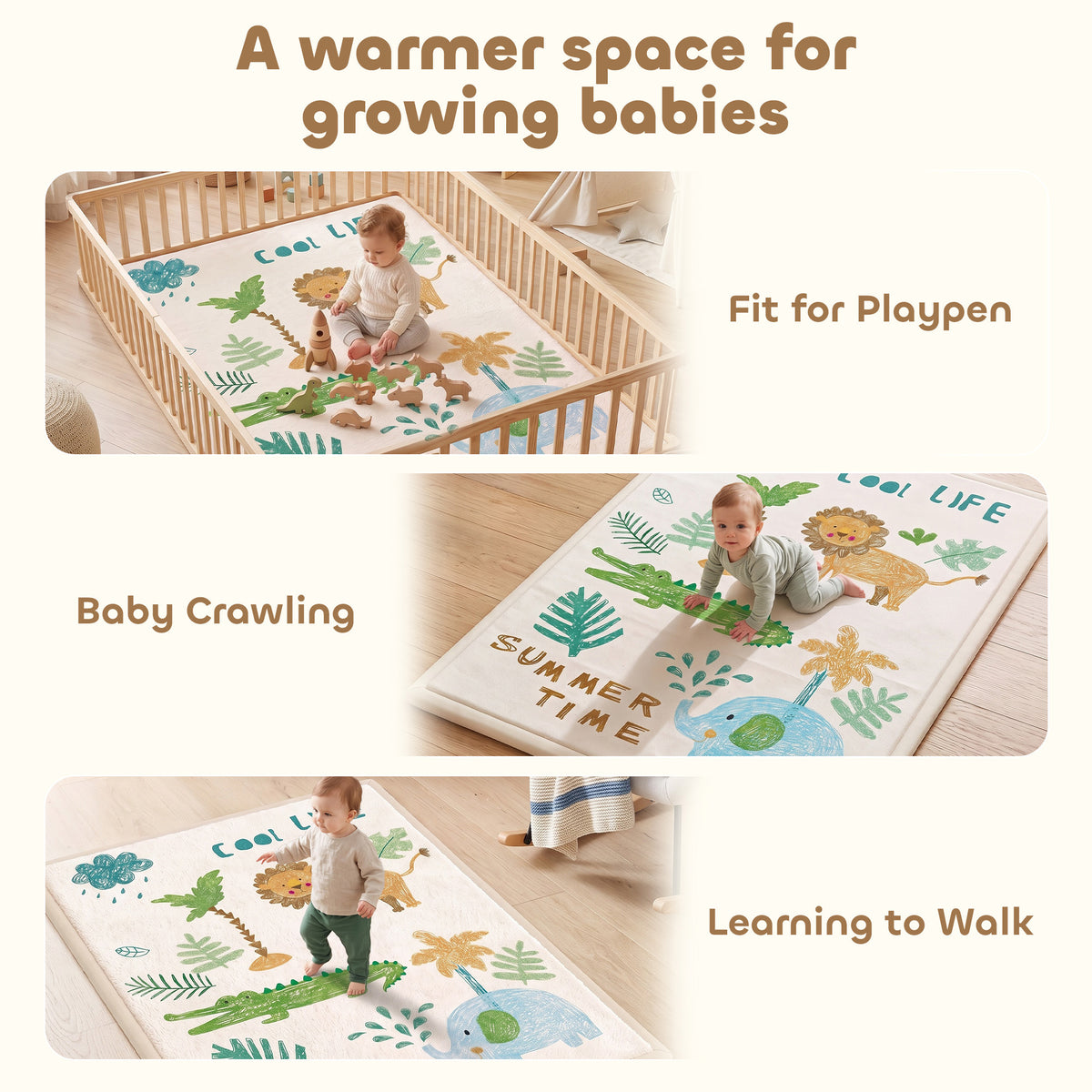 Tapis de Jeu pour Enfants Tapis de Chambre d'Enfant en Mousse Épaisseur 3 cm Motif Animal Base Antidérapante 150x200cm-8