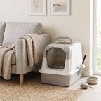 Maison de toilette pour chat bac à litière fermé bac acier inoxydable, nettoyage facile, 60,4 x 40,4 x 41,8 cm, blanc-1