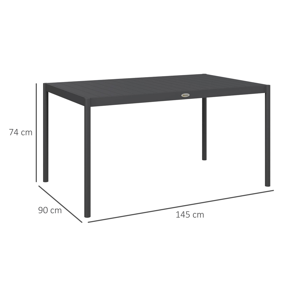 Table de jardin rectangulaire pour 6 personnes en aluminium plateau à lattes dim. 145L x 90l x 74H cm gris-2