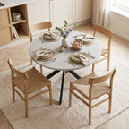 Table à manger extensible ovale pour 4 à 6 personnes, table de cuisine avec rallonge 100-135 cm, effet pierre grise-8