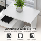 Bureau Informatique multimédia étagères Tablette Clavier Panier Gris Panneaux Particules Blanc-4