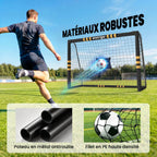 But de Football avec Mousse de Protection, 6 Piquets de Sol et Filet en PE, 240x85x160cm, Jaune-3