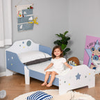 Lit pour enfants de 3 à 6 ans design étoiles sommier à lattes inclus chambre moderne 143 x 74 x 59 cm bleu blanc-9