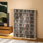 Rangements pour CD et DVD avec 16 compartiments et 12 étagères réglables capacité max. 720 CD/396 DVD et Blu-ray naturel-9