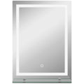 Miroir lumineux LED mural de salle de bain avec étagère intégrée 3 couleurs luminosité réglable interrupteur tactile-0
