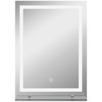Miroir lumineux LED mural de salle de bain avec étagère intégrée 3 couleurs luminosité réglable interrupteur tactile-0