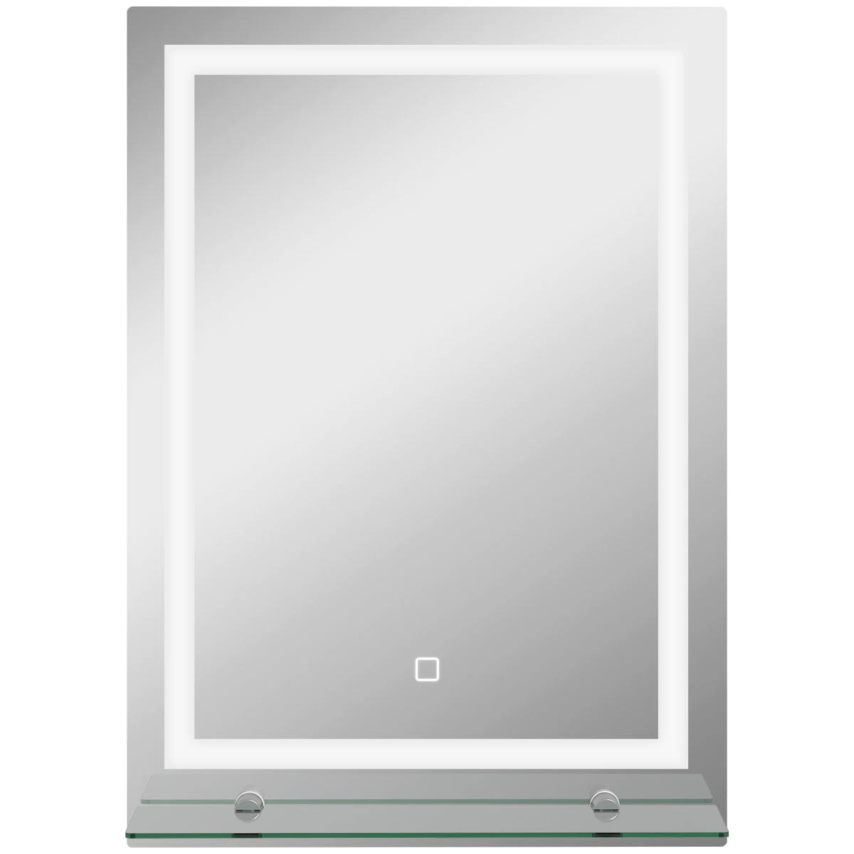 Miroir lumineux LED mural de salle de bain avec étagère intégrée 3 couleurs luminosité réglable interrupteur tactile-0