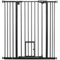 Barrière de sécurité animaux de 104,1H cm avec porte fermeture automatique système de double verrouillage noir-0