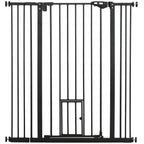 Barrière de sécurité animaux de 104,1H cm avec porte fermeture automatique système de double verrouillage noir-0